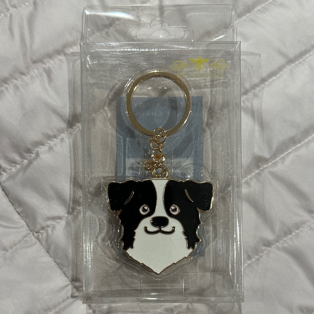 Charming Black and White Dog Keychain